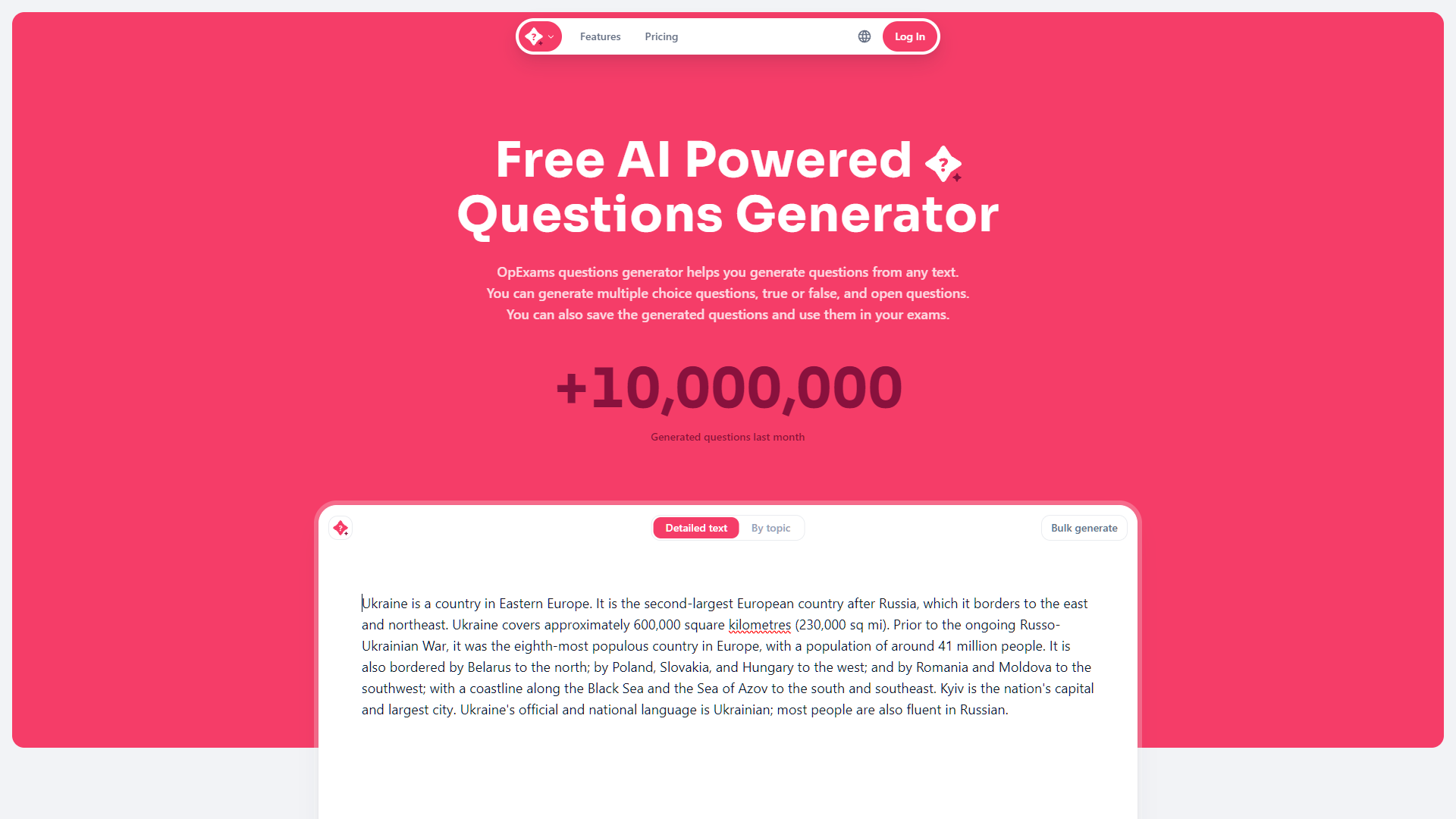 OpExams AI Questions Generator screenshot
