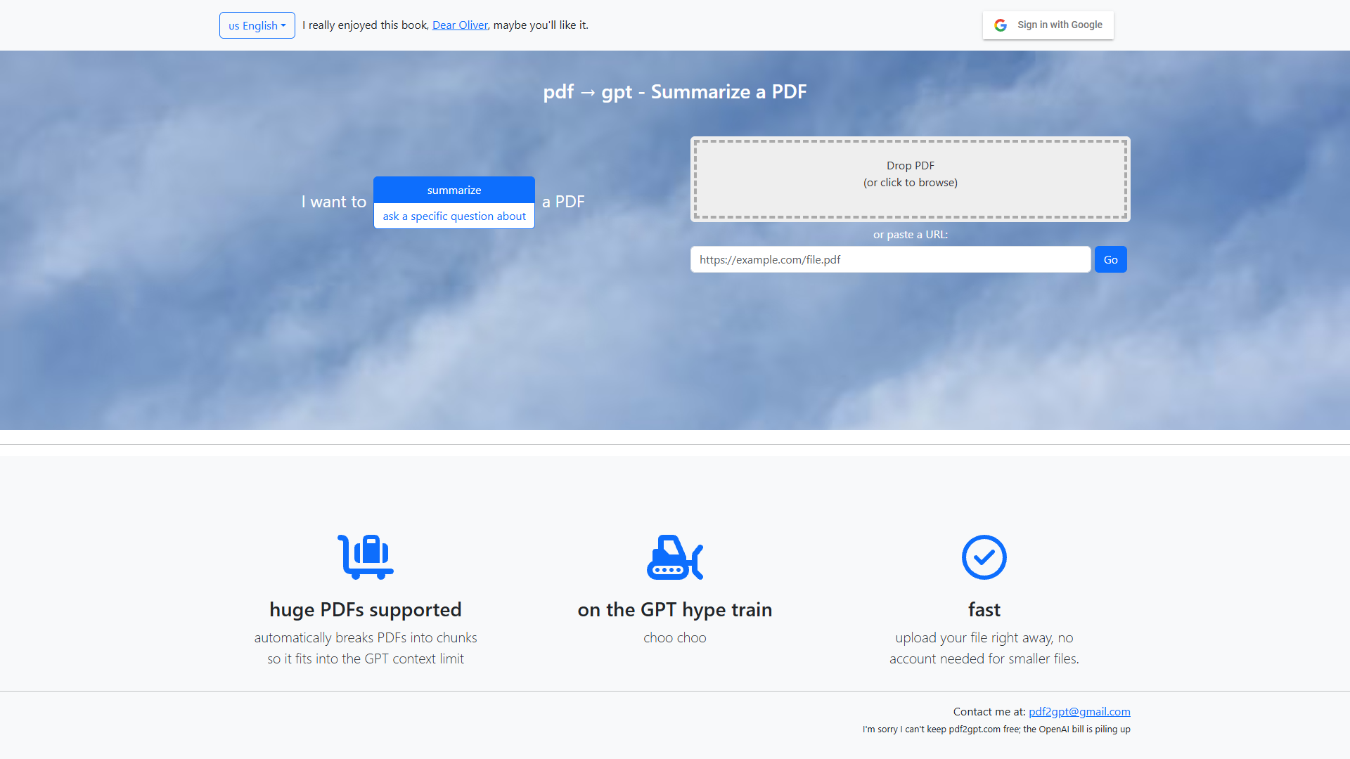 PDF to GPT screenshot