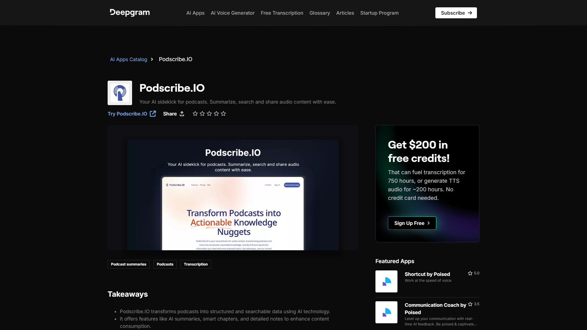 PodScribe.IO screenshot