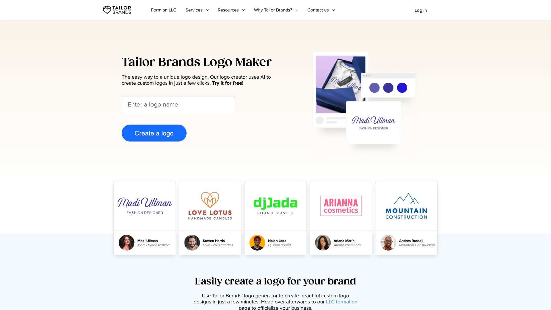 Tailor Brands screenshot
