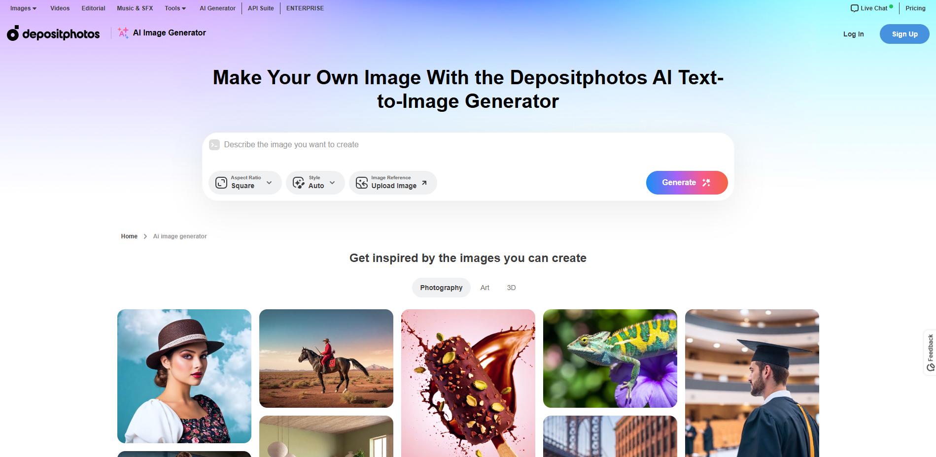 Depositphotos AI Image Generator screenshot