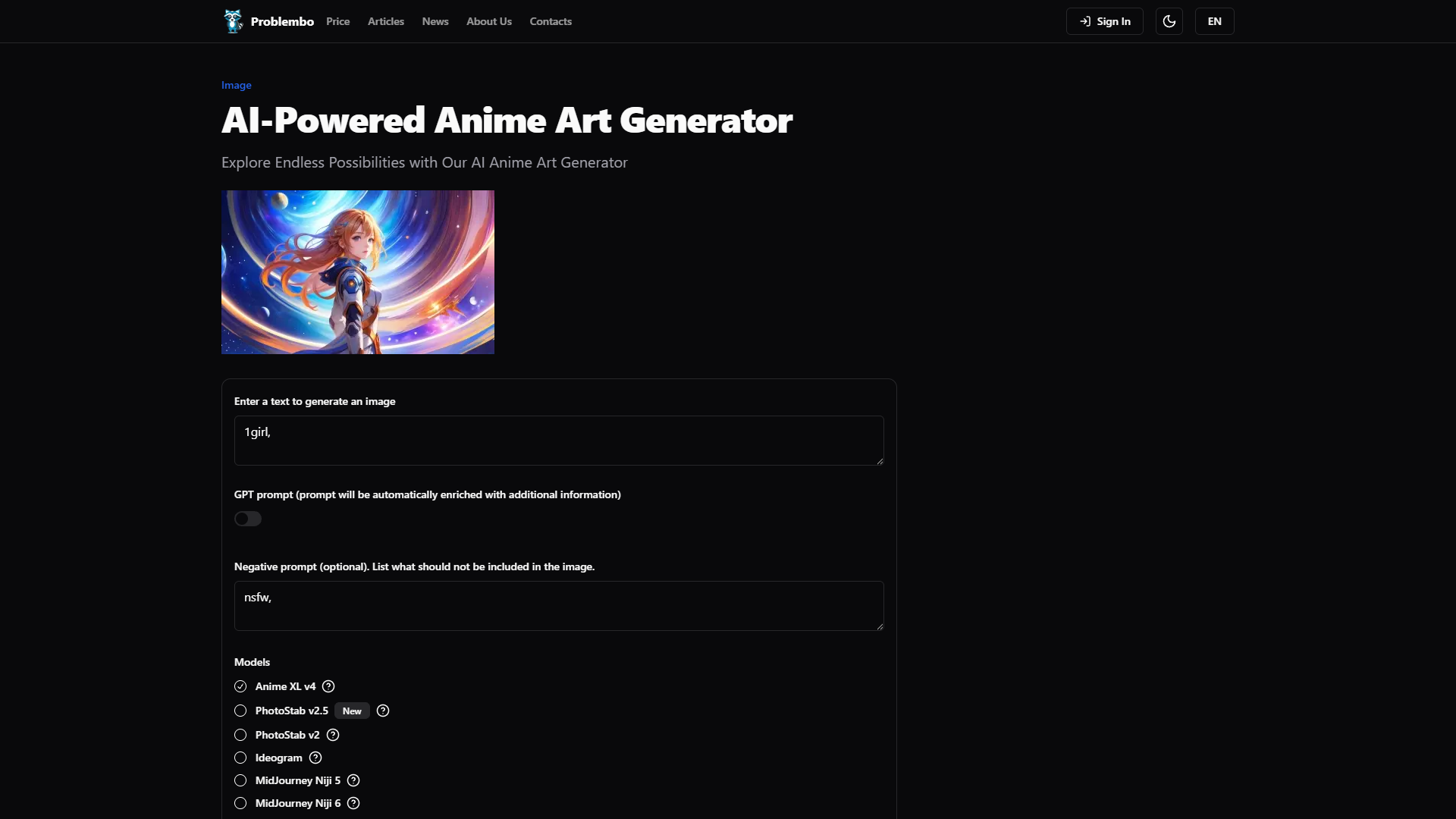 Problembo Anime Art Generator screenshot
