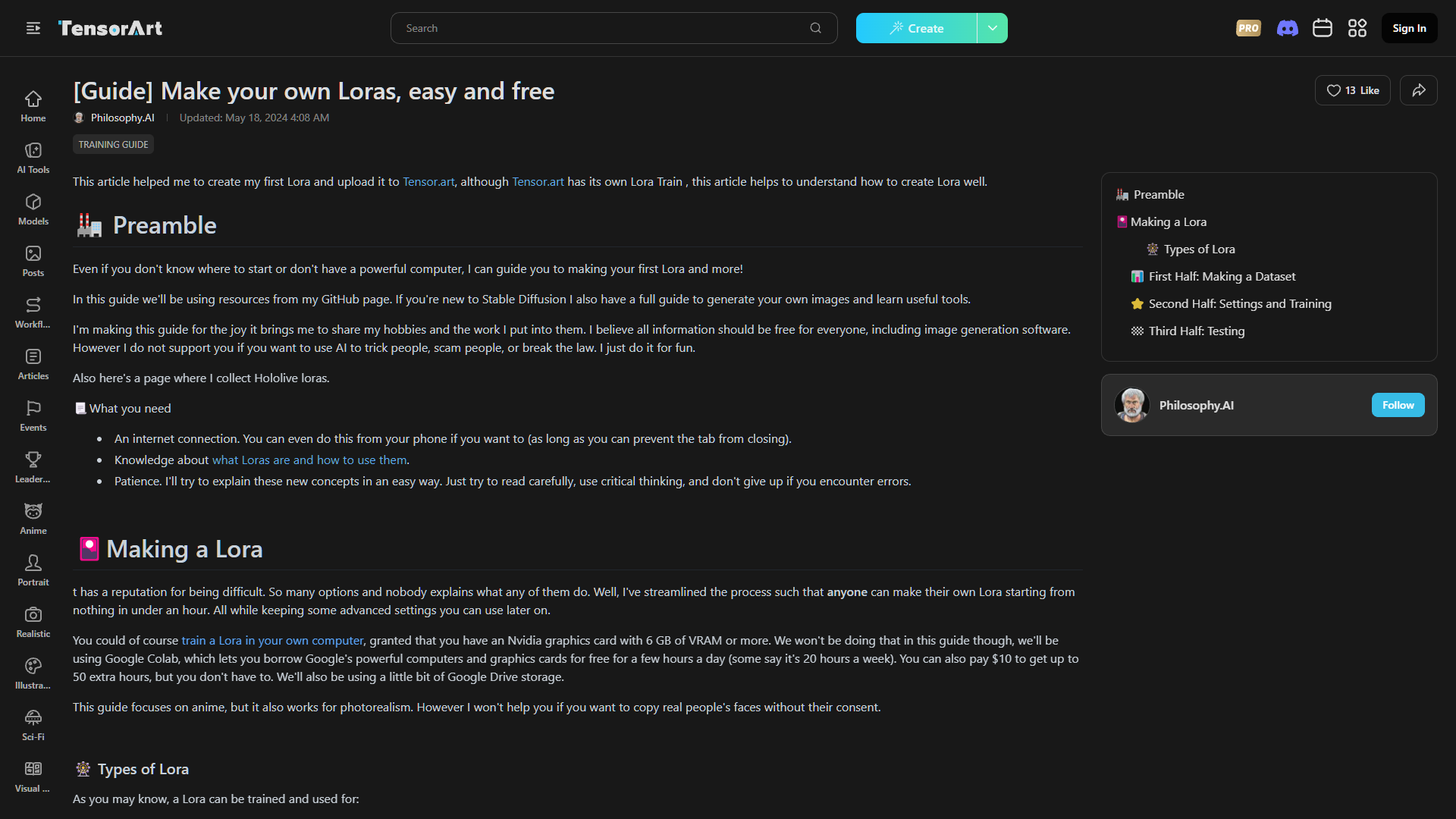 Tensor.Art screenshot