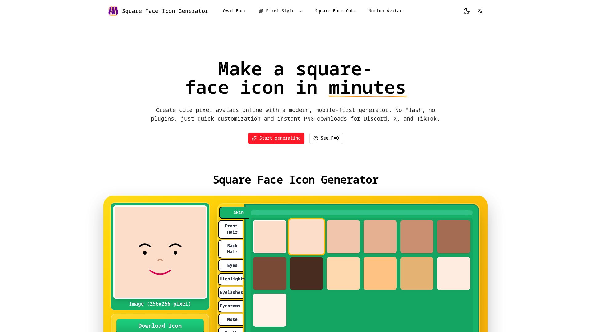 Square Face Icon Generator screenshot