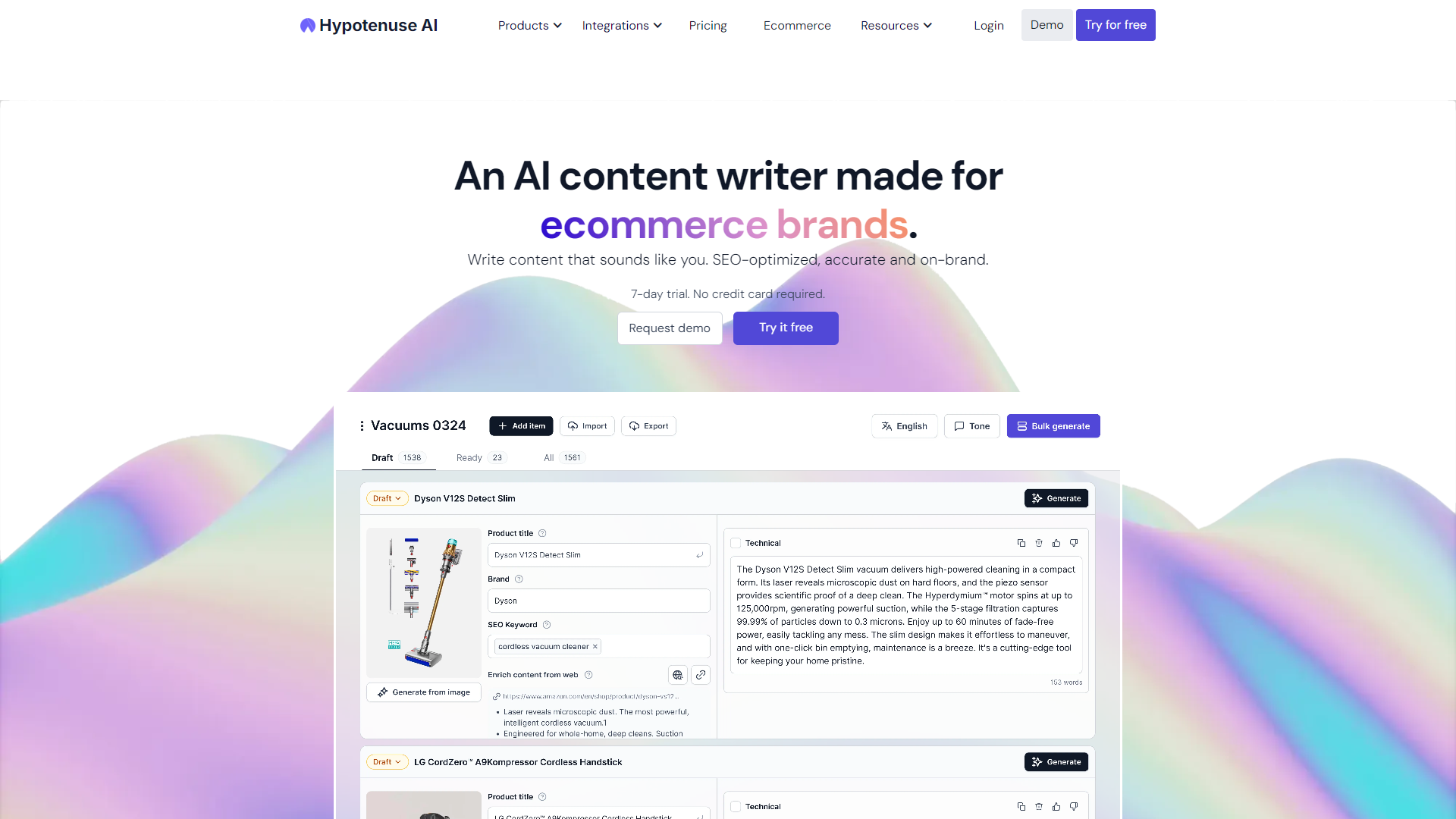 Hypotenuse AI screenshot