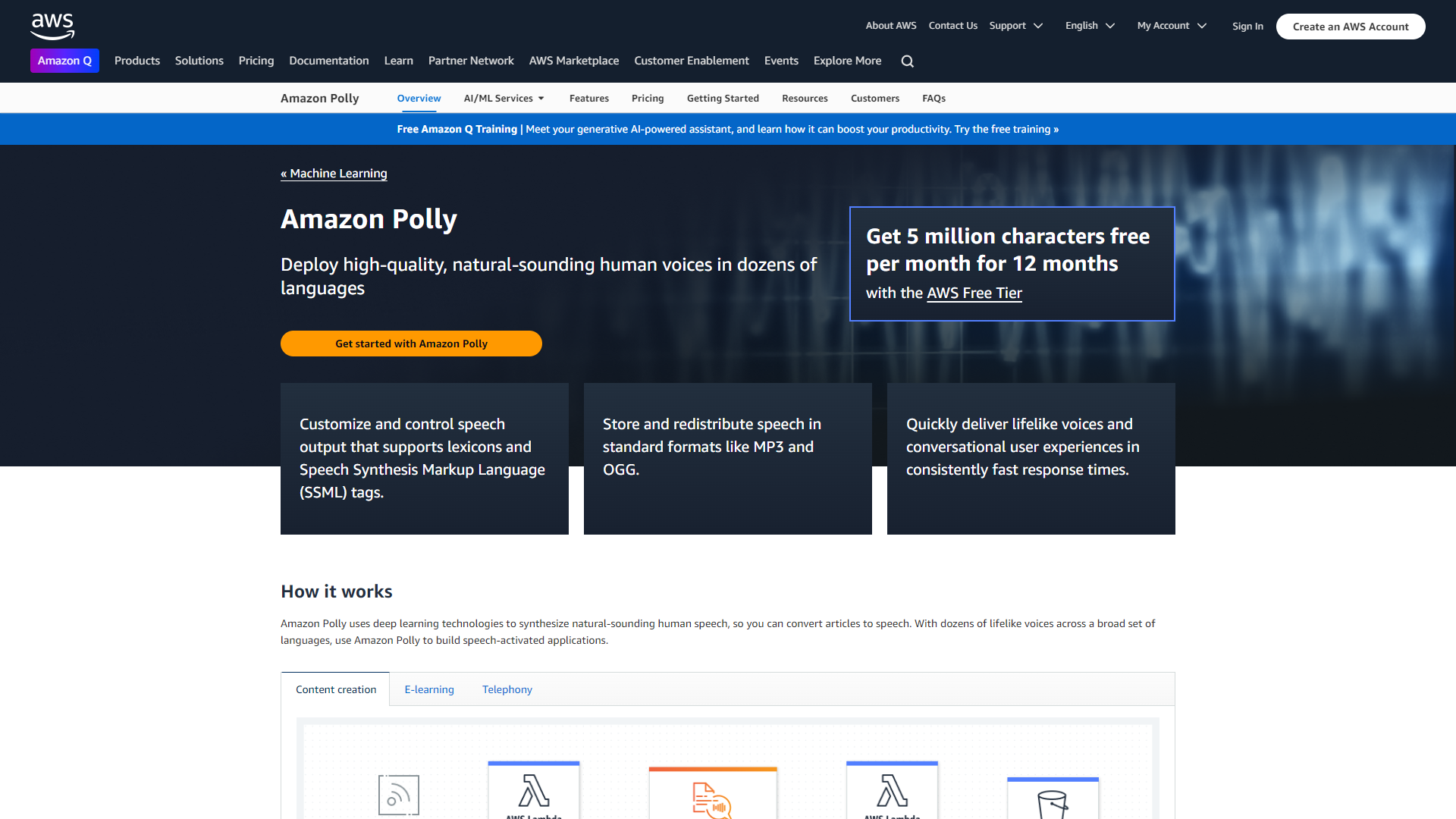 Amazon Polly screenshot