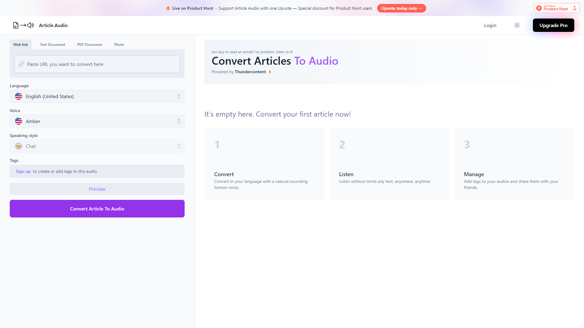 Article Audio screenshot