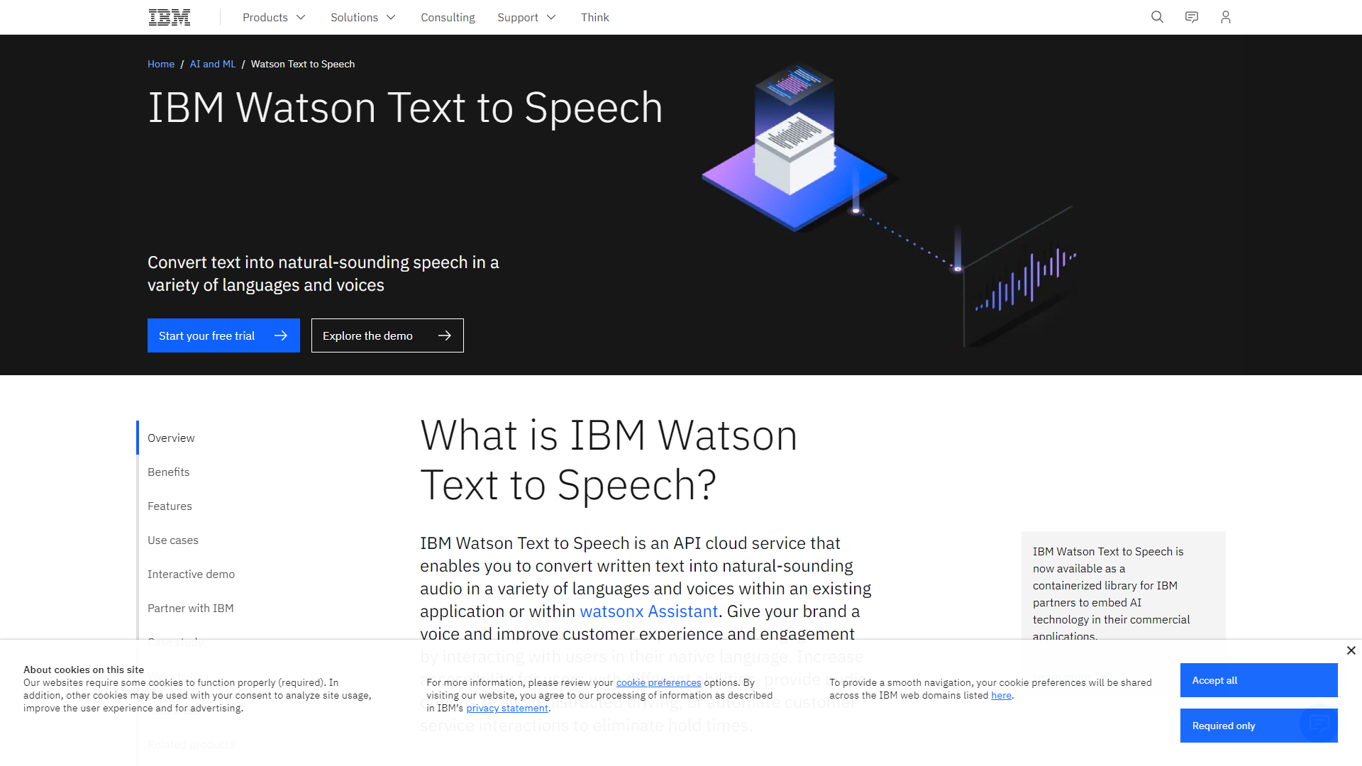 IBM Watson Text to Speech screenshot