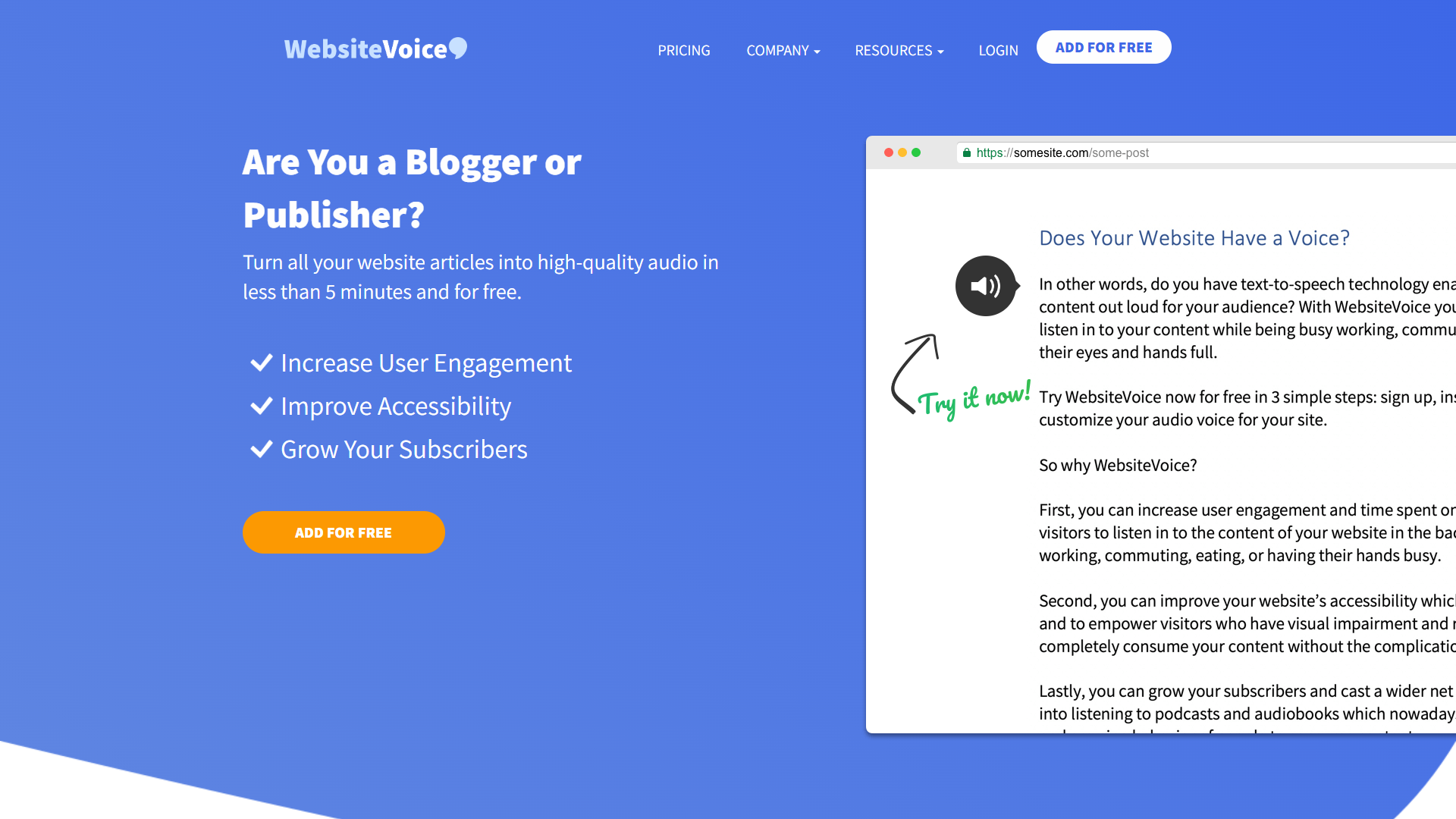 WebsiteVoice screenshot